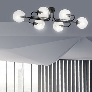 Lampada a Soffitto Brendi, Nero, Acciaio, 93x32x50 cm, Seven Design