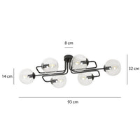 Lampada a Soffitto Brendi, Nero, Acciaio, 93x32x50 cm, Seven Design