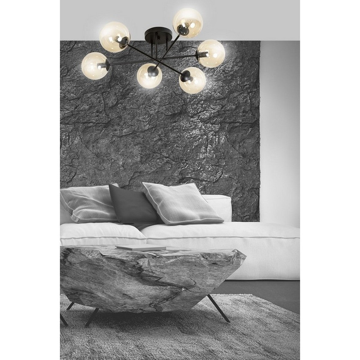 Lampada a Soffitto Brendi, Ambra, Acciaio, 75x26x75 cm, Seven Design