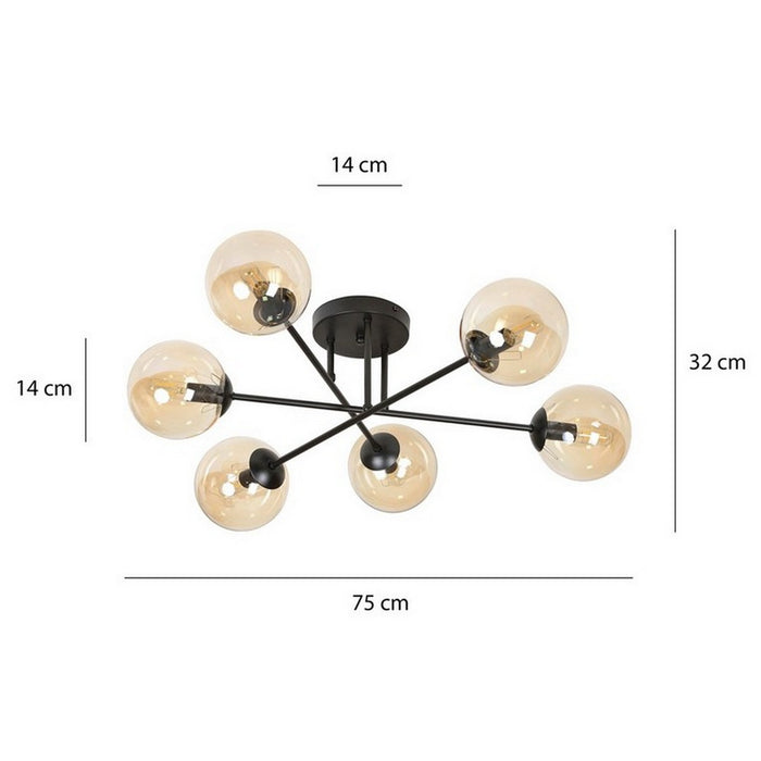 Lampada a Soffitto Brendi, Ambra, Acciaio, 75x26x75 cm, Seven Design