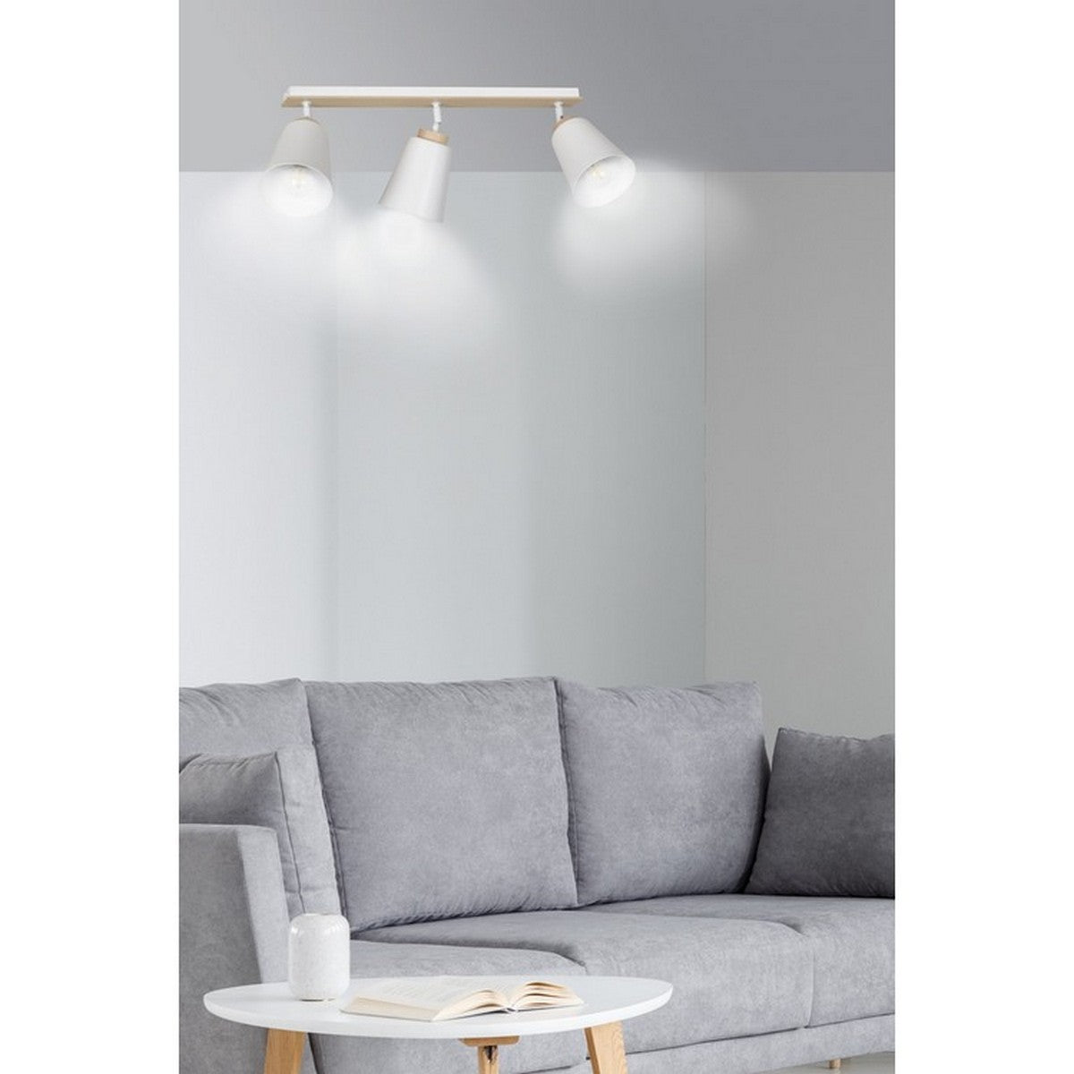 Lampada a Soffitto Atlas, Bianco, Acciaio, 90x30x15 cm, Seven Design