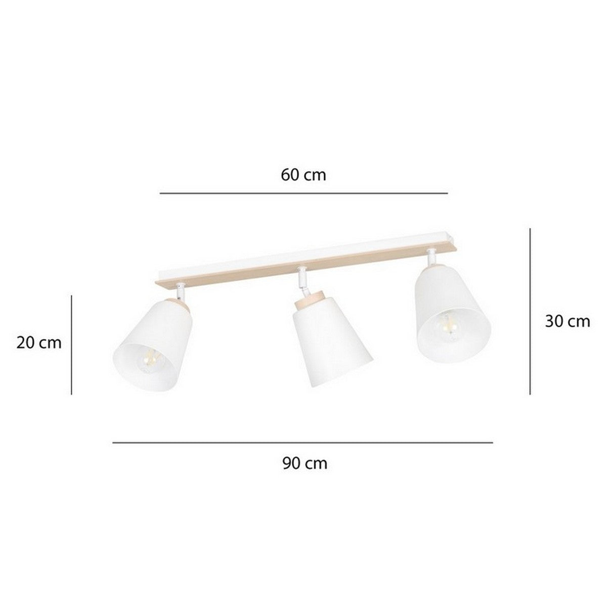 Lampada a Soffitto Atlas, Bianco, Acciaio, 90x30x15 cm, Seven Design