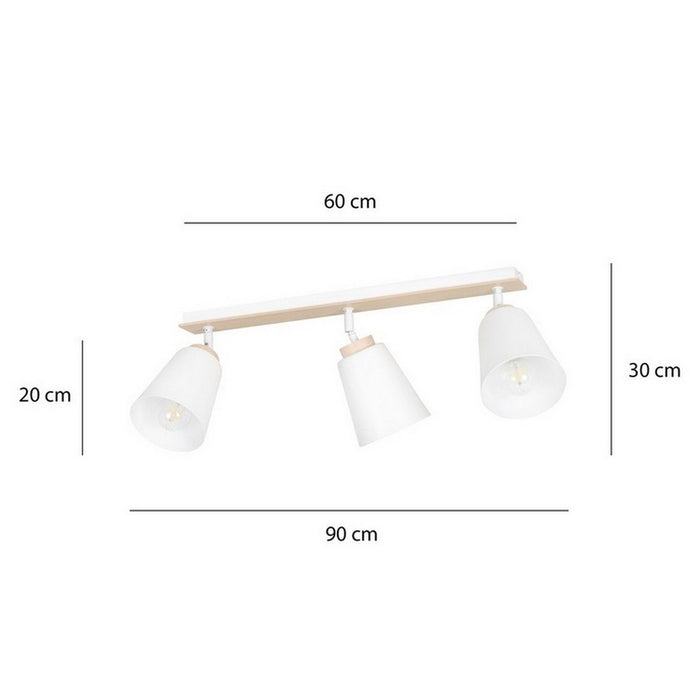 Lampada a Soffitto Atlas, Bianco, Acciaio, 90x30x15 cm, Seven Design
