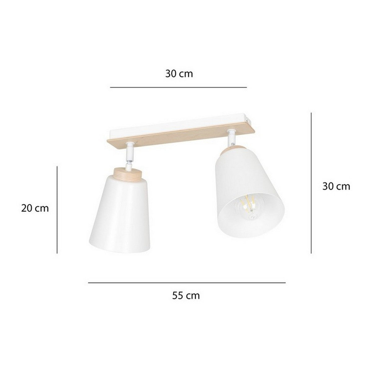 Lampada a Soffitto Atlas, Bianco, Acciaio, 55x30x15 cm, Seven Design
