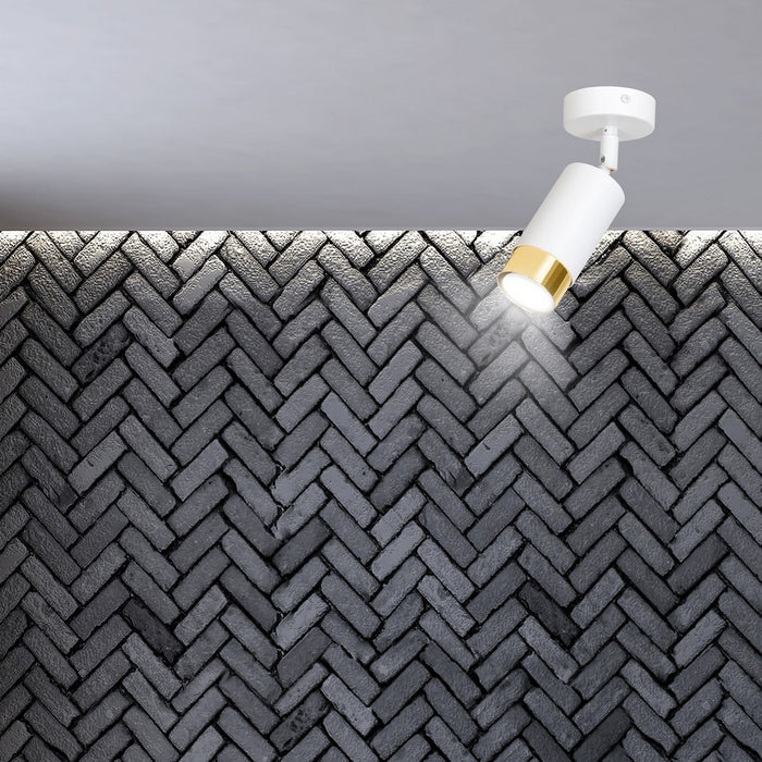 Faretto Hiro 1, Bianco, Acciaio, 8x19x8 cm, Seven Design