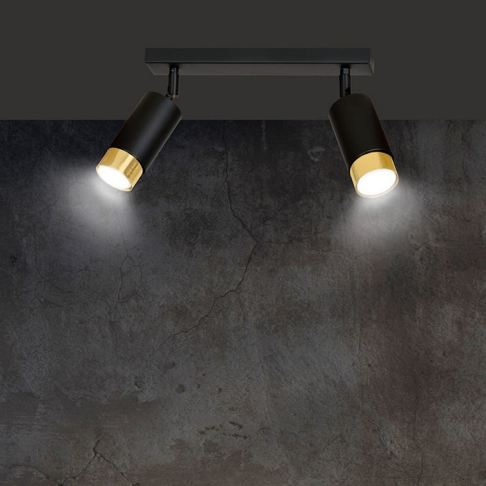 Lampada a Soffitto Hiro 7, Nero, Acciaio, 30x19x6 cm, Seven Design