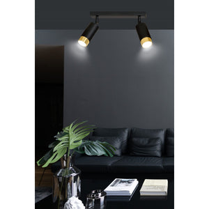 Lampada a Soffitto Hiro 7, Nero, Acciaio, 30x19x6 cm, Seven Design