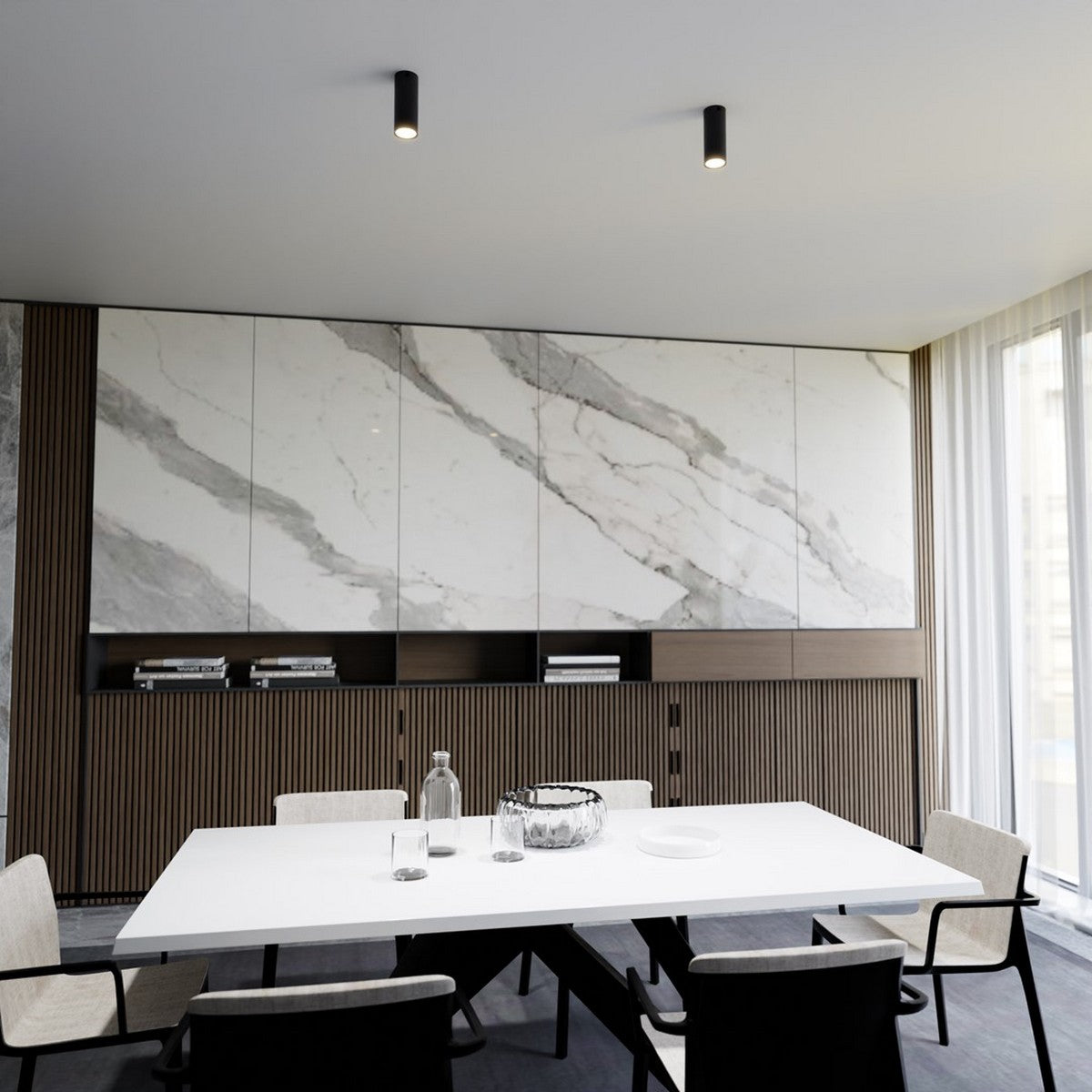 Faretto Tecno, Nero, Acciaio, 6x15x6 cm, Seven Design