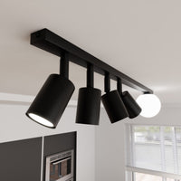 Lampada a Soffitto Baster, Nero, Acciaio, 90x17x14 cm, Seven Design