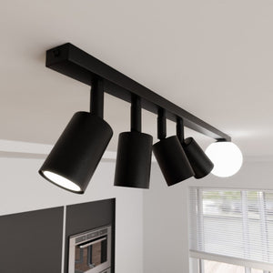 Lampada a Soffitto Baster, Nero, Acciaio, 90x17x14 cm, Seven Design