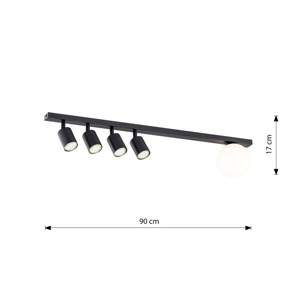 Lampada a Soffitto Baster, Nero, Acciaio, 90x17x14 cm, Seven Design