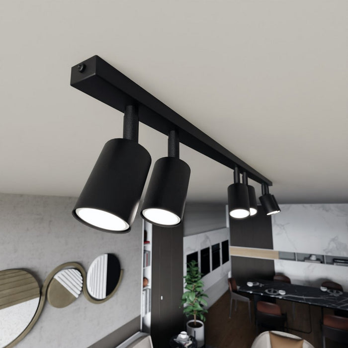 Lampada a Soffitto Flash 2, Nero, Acciaio, 116x14x4 cm, Seven Design