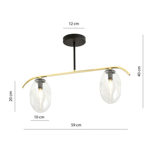 Lampada a Soffitto Fines, Oro, Acciaio, 58,5x40x12 cm, Seven Design
