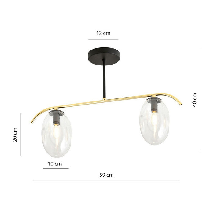 Lampada a Soffitto Fines, Oro, Acciaio, 58,5x40x12 cm, Seven Design