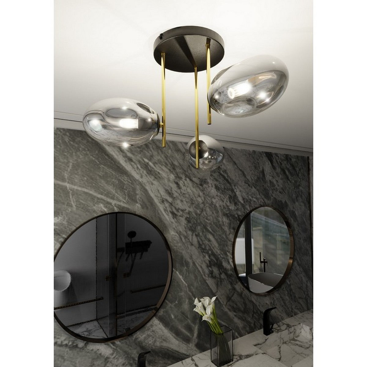 Lampada a Soffitto Fines, Oro, Acciaio, 58,5x40x12 cm, Seven Design