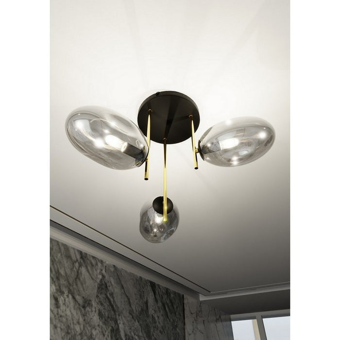 Lampada a Soffitto Fines, Oro, Acciaio, 58,5x40x12 cm, Seven Design