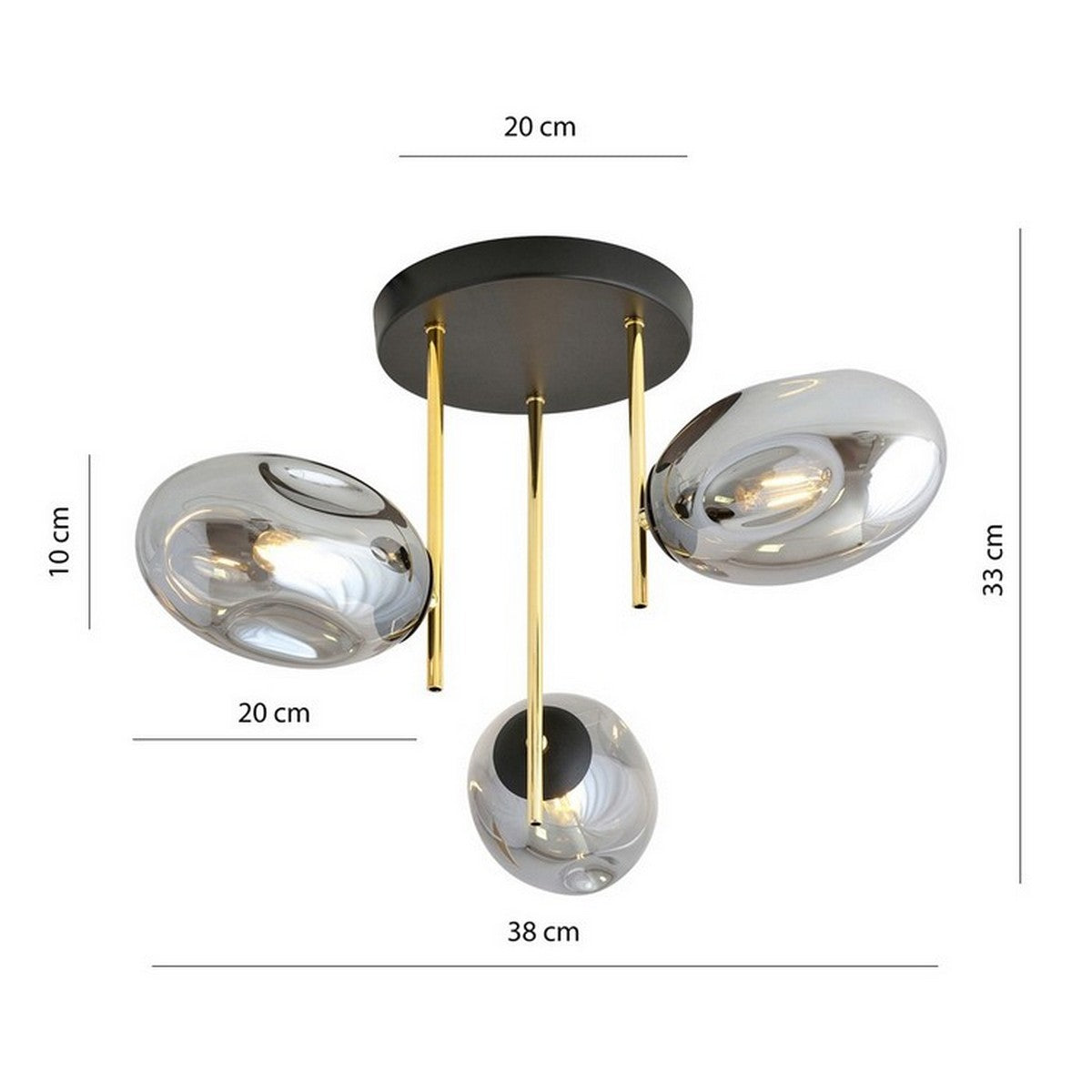 Lampada a Soffitto Fines, Oro, Acciaio, 58,5x40x12 cm, Seven Design