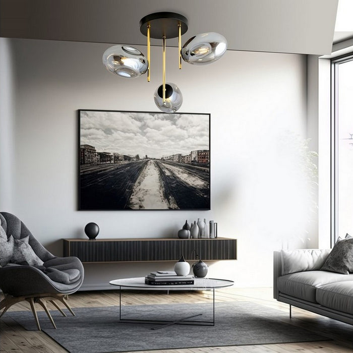 Lampada a Soffitto Fines, Oro, Acciaio, 58,5x40x12 cm, Seven Design