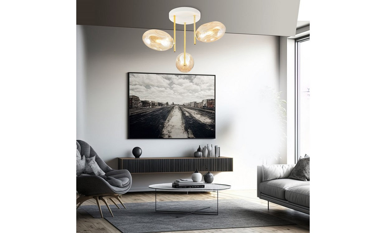 Lampada a Soffitto Argo, Ambra, Acciaio, 38x32,5x38 cm, EPIKASA