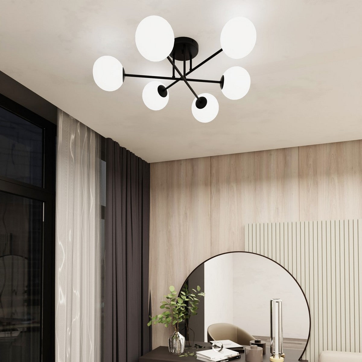 Lampada a Soffitto Roma 3, Nero, Acciaio, 75x26x75 cm, Seven Design