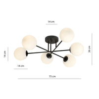 Lampada a Soffitto Roma 3, Nero, Acciaio, 75x26x75 cm, Seven Design