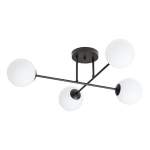 Lampada a Soffitto Roma 4, Nero, Acciaio, 55x26x75 cm, Seven Design