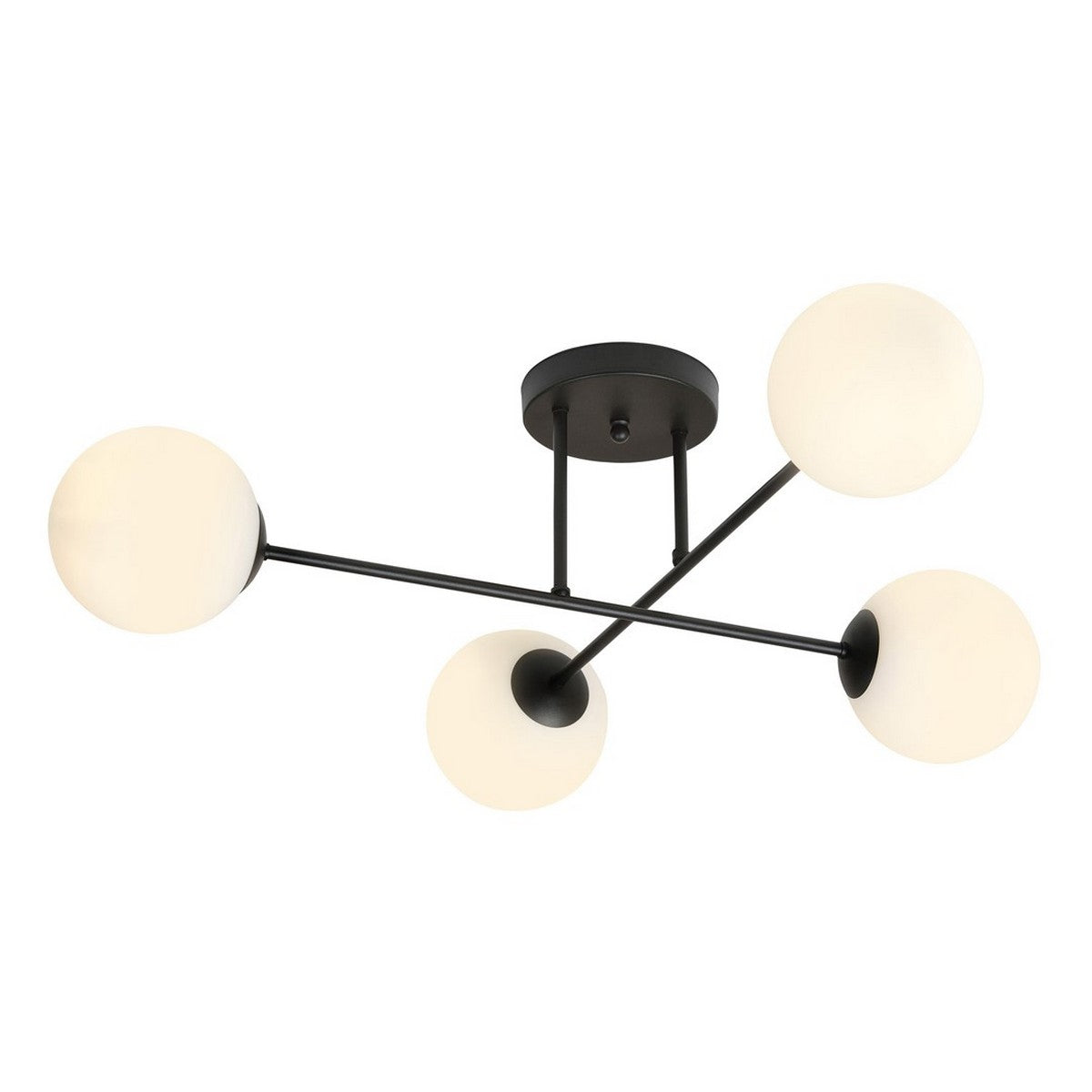 Lampada a Soffitto Roma 4, Nero, Acciaio, 55x26x75 cm, Seven Design