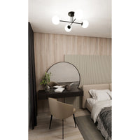 Lampada a Soffitto Roma 4, Nero, Acciaio, 55x26x75 cm, Seven Design