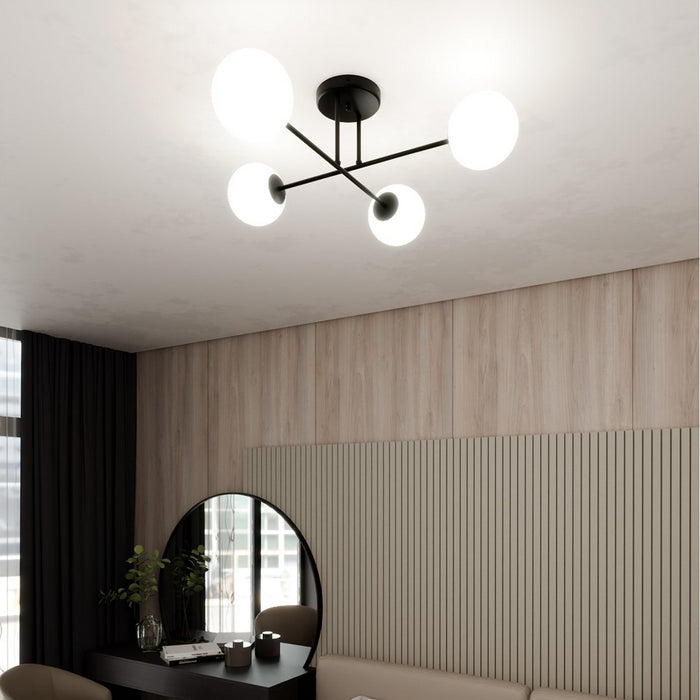 Lampada a Soffitto Roma 4, Nero, Acciaio, 55x26x75 cm, Seven Design