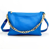 Borsa a Spalla Torino, Blu, Vera Pelle, 33x16x24 cm, Soteira