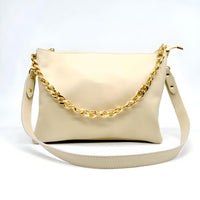 Borsa a Spalla Torino, Beige, Vera Pelle, 33x16x24 cm, Soteira