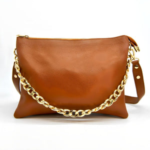 Borsa a Spalla Torino, Marrone, Vera Pelle, 33x16x24 cm, Soteira