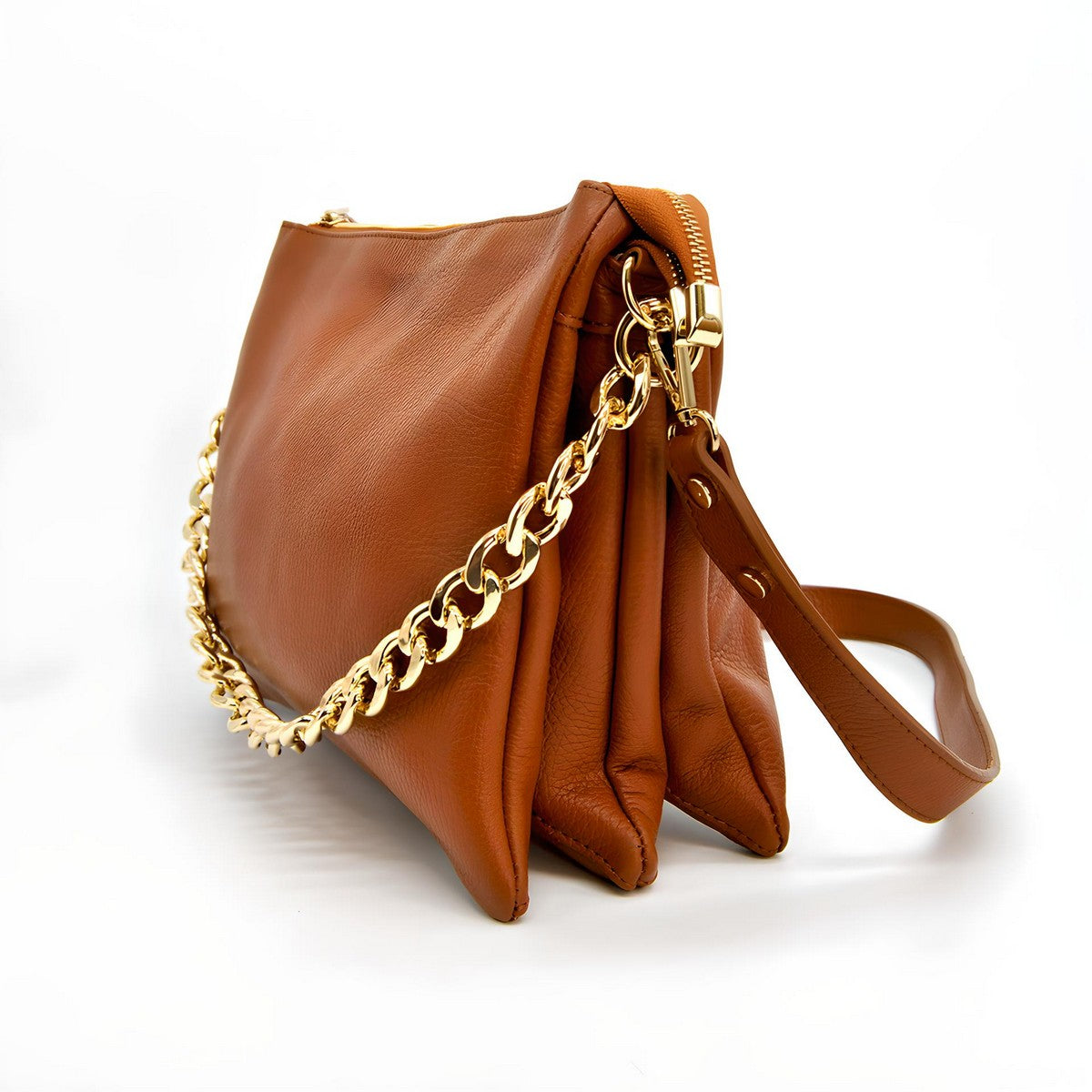 Borsa a Spalla Torino, Marrone, Vera Pelle, 33x16x24 cm, Soteira