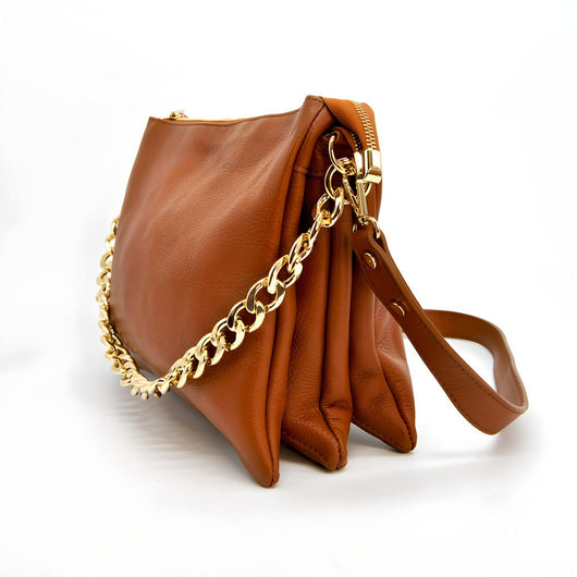 Borsa a Spalla Torino, Marrone, Vera Pelle, 33x16x24 cm, Soteira