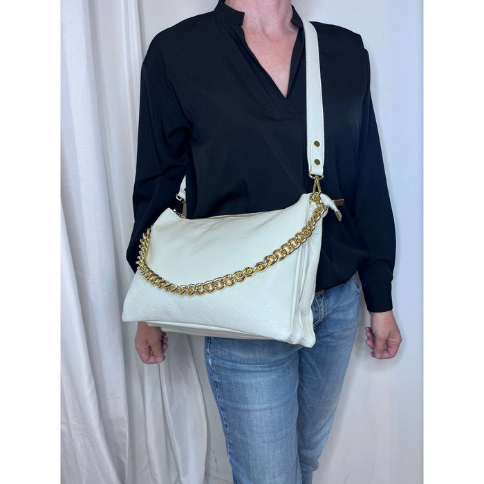 Borsa a Spalla Torino, Marrone, Vera Pelle, 33x16x24 cm, Soteira