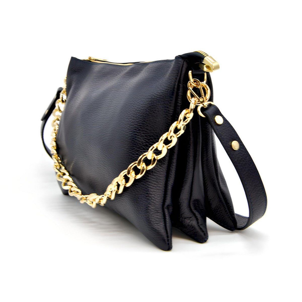 Borsa a Spalla Torino, Nero, Vera Pelle, 33x16x24 cm, Soteira