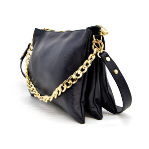 Borsa a Spalla Torino, Nero, Vera Pelle, 33x16x24 cm, Soteira