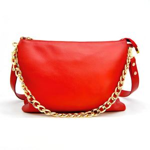 Borsa a Spalla Torino, Rosso, Vera Pelle, 33x16x24 cm, Soteira