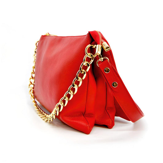 Borsa a Spalla Torino, Rosso, Vera Pelle, 33x16x24 cm, Soteira