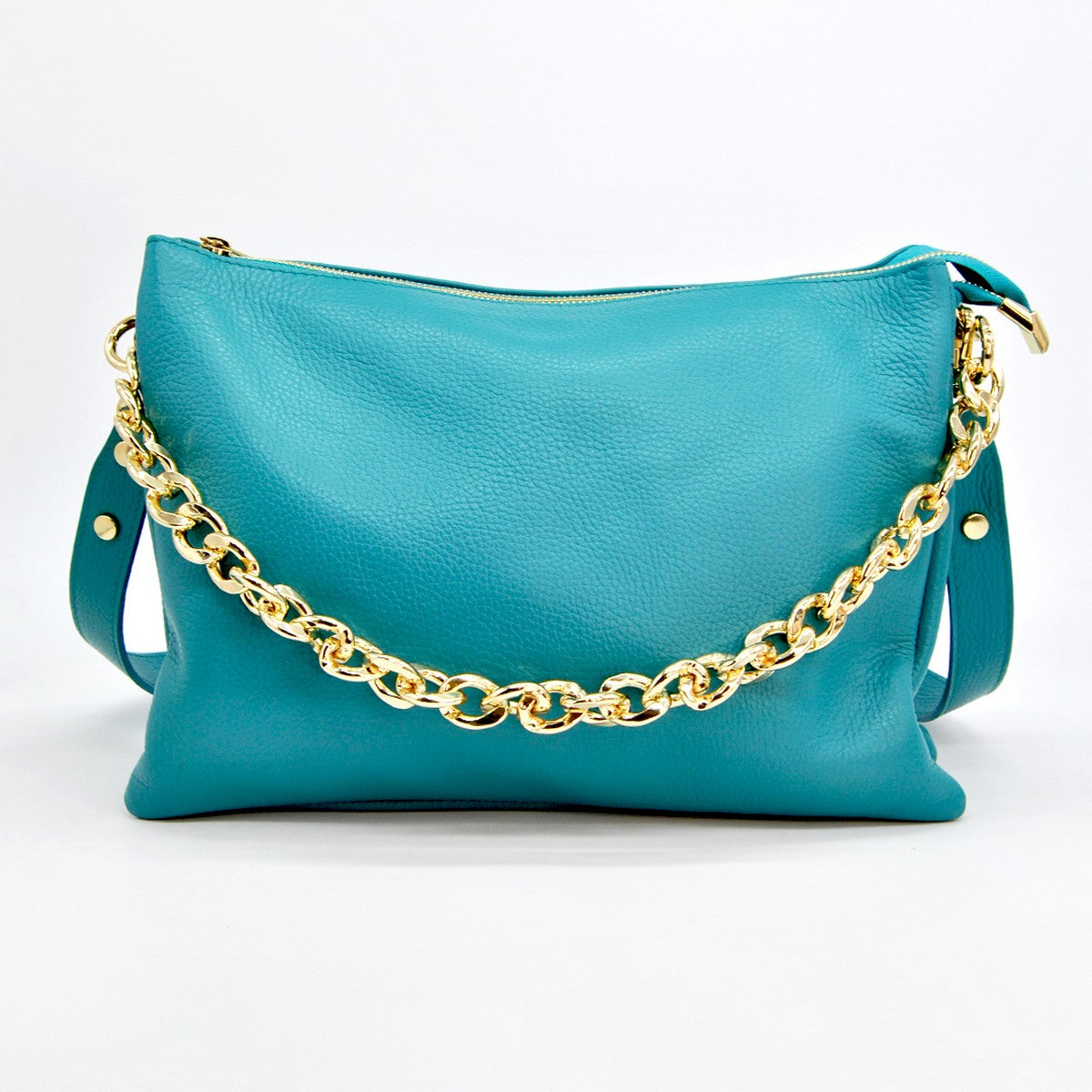 Borsa a Spalla Torino, Verde, Vera Pelle, 33x16x24 cm, Soteira