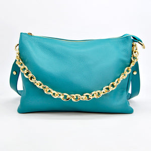 Borsa a Spalla Torino, Verde, Vera Pelle, 33x16x24 cm, Soteira