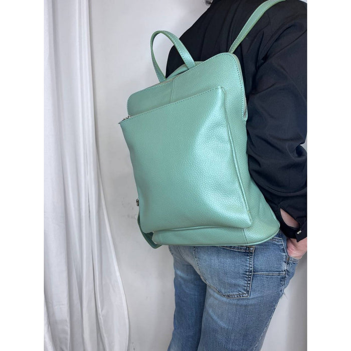 Zaino Palermo, Verde, Vera Pelle, 30x11x33 cm, Soteira