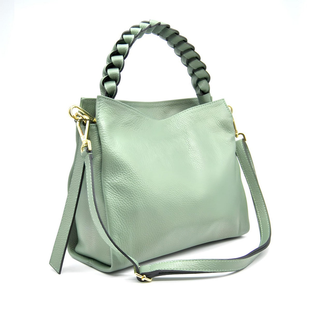 Borsa a Spalla Bari, Verde, Vera Pelle, 31x12,5x25 cm, Soteira