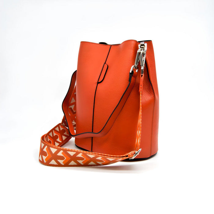 Borsa a Tracolla Venezia, Arancione, Vera Pelle, 24x16,5x27,5 cm, Soteira