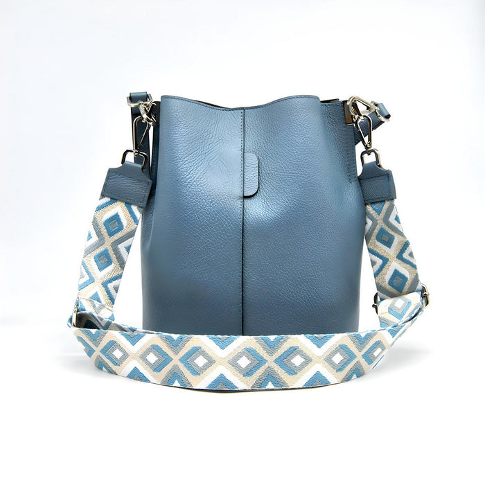 Borsa a Tracolla Venezia, Blu, Vera Pelle, 24x16,5x27,5 cm, Soteira