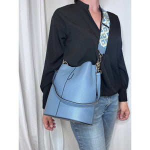 Borsa a Tracolla Venezia 1, Blu, Vera Pelle, 24x16,5x27,5 cm, Soteira