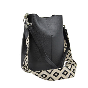 Borsa a Tracolla Venezia, Nero, Vera Pelle, 24x16,5x27,5 cm, Soteira