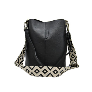 Borsa a Tracolla Venezia, Nero, Vera Pelle, 24x16,5x27,5 cm, Soteira