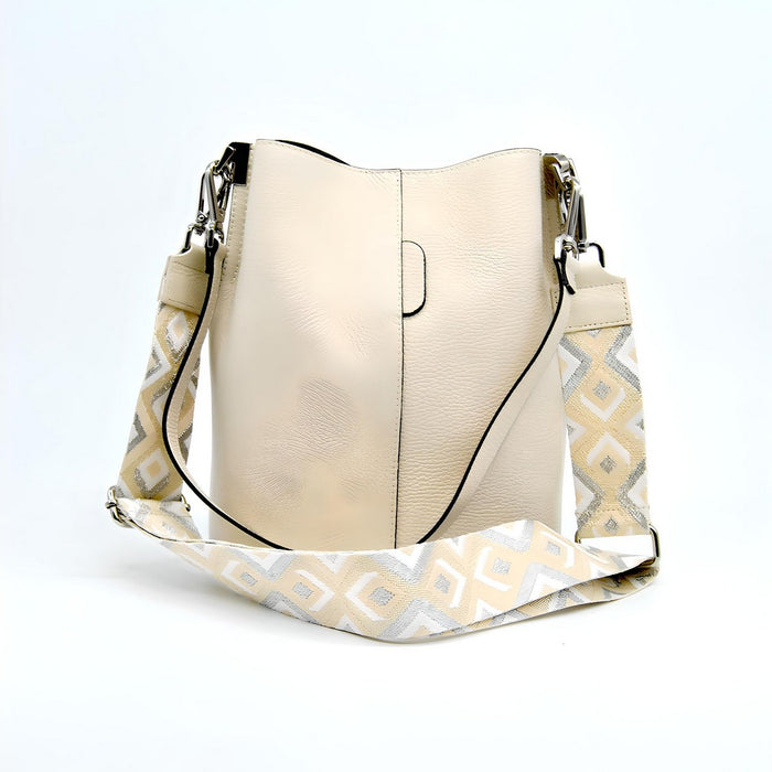 Borsa a Tracolla Venezia, Beige, Vera Pelle, 24x16,5x27,5 cm, Soteira
