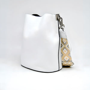 Borsa a Tracolla Venezia, Bianco, Vera Pelle, 24x16,5x27,5 cm, Soteira